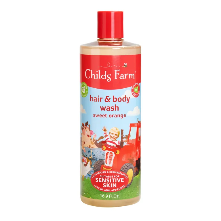 Childs Farm Sweet Orange Hair & Body Wash 250ml Gentle Tear-free Formula for Kids, Babies & Sensitive Skin