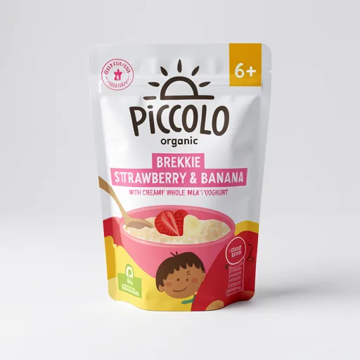 Piccolo Organic Brekkie Strawberry & Banana with Creamy Whole Milk Yoghurt Smooth 6+ Months 100g