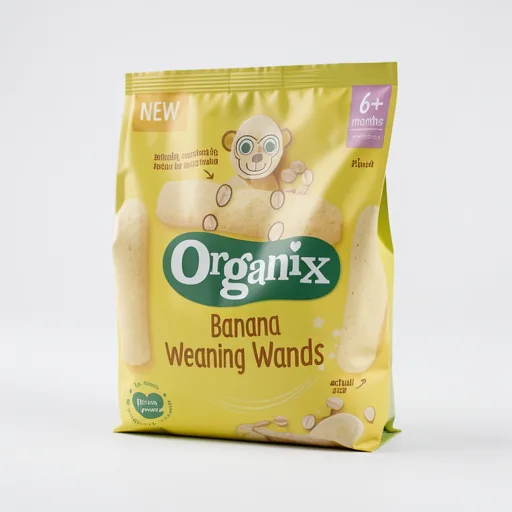 Organix Banana Weaning Wands Organic Baby Snacks Puffs 25g 6 months+