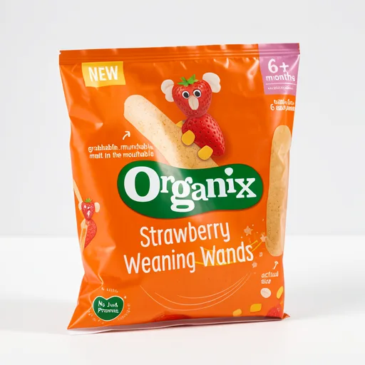 Organix Strawberry Weaning Wands Organic Baby Snacks Puffs 25g 6 months+