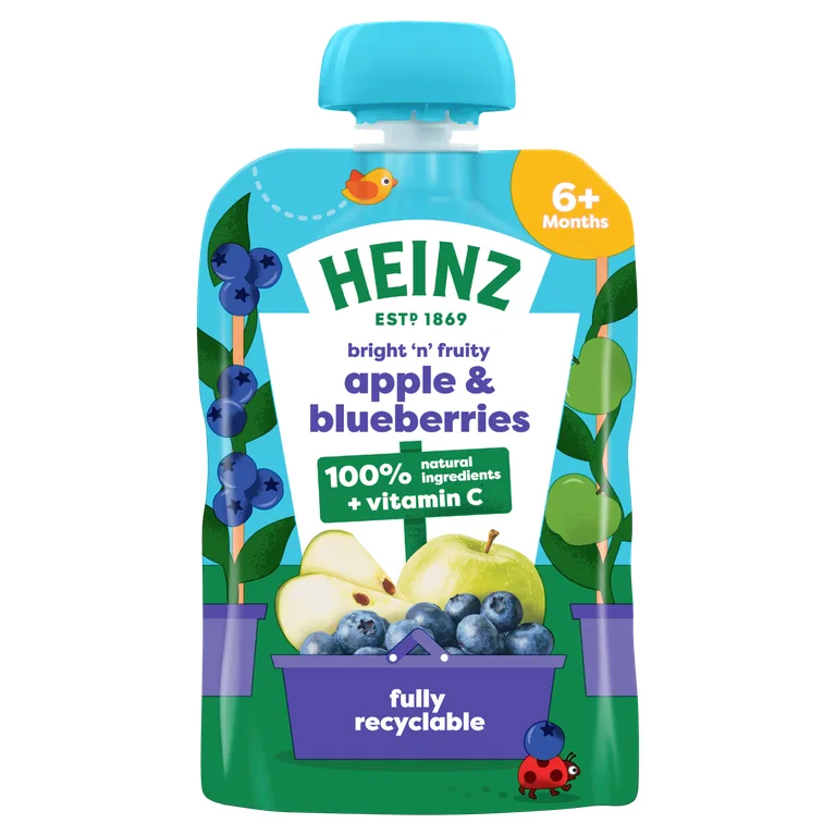 Heinz Apple & Blueberries Baby Food Fruit Pouch 6+ Months 100g