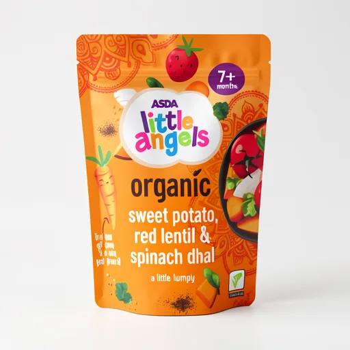 LITTLE ANGELS by ASDA by  Organic Sweet Potato, Red Lentil & Spinach Dhal 7m+ 130g