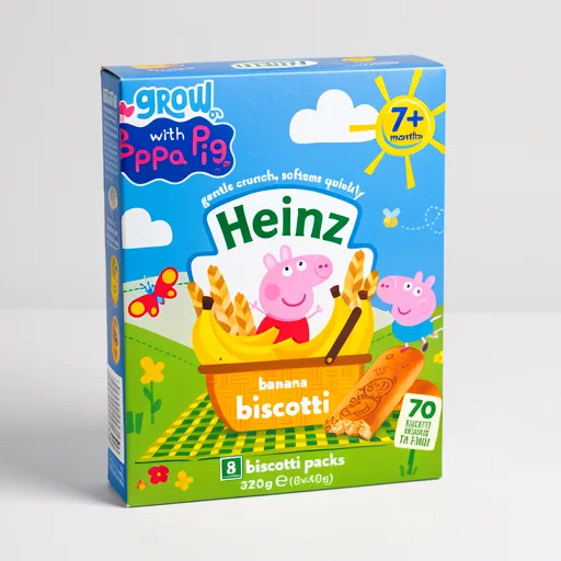 Heinz Peppa Pig Banana Biscotti Baby Food Snacks 7+ Months Multipack 8 x 40g