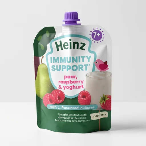 Heinz Baby Food Pear, Raspberry & Yoghurt Immunity Support Fruit Pouch 7+ Months 85g