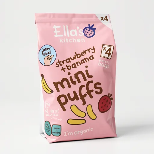 Ella's Kitchen Strawberry + Banana Mini Puffs from 10 Months 4 x 8g (32g)