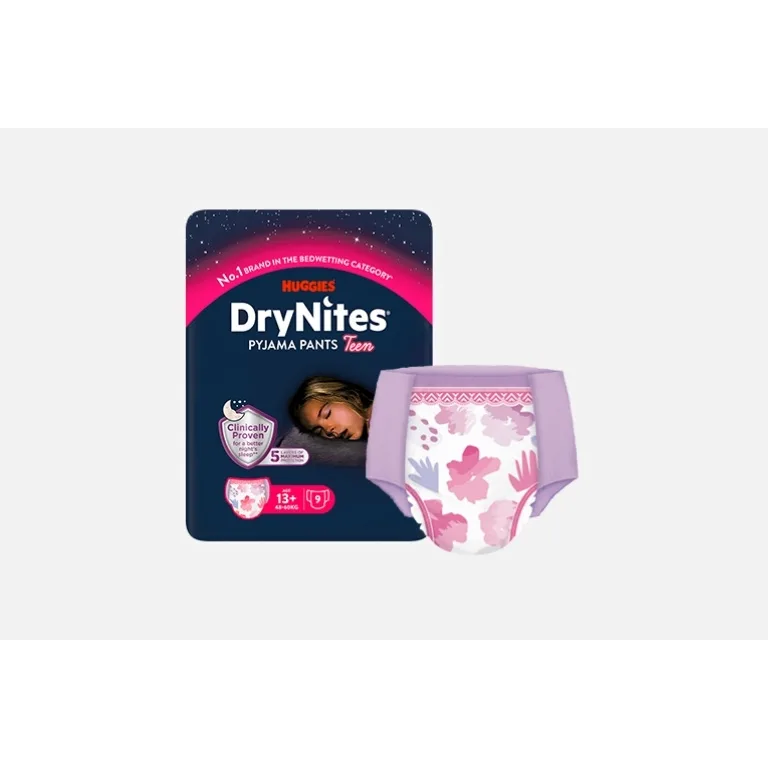 Huggies DryNites Girls Pyjama Pants for Bedwetting 13+ Yrs 48-60kg x9 pants