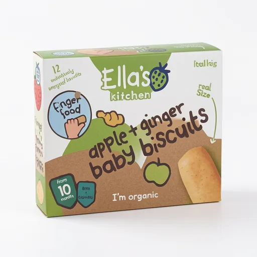 Ella's Kitchen Organic Apple and Ginger Baby Biscuits Multipack Snack 10+ Months 12 x 9g