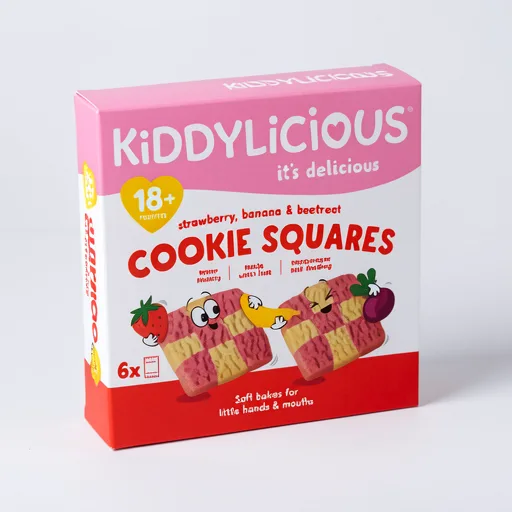 Kiddylicious Strawberry, Banana & Beetroot Cookie Squares 18+ Months 6 x 24g (144g)