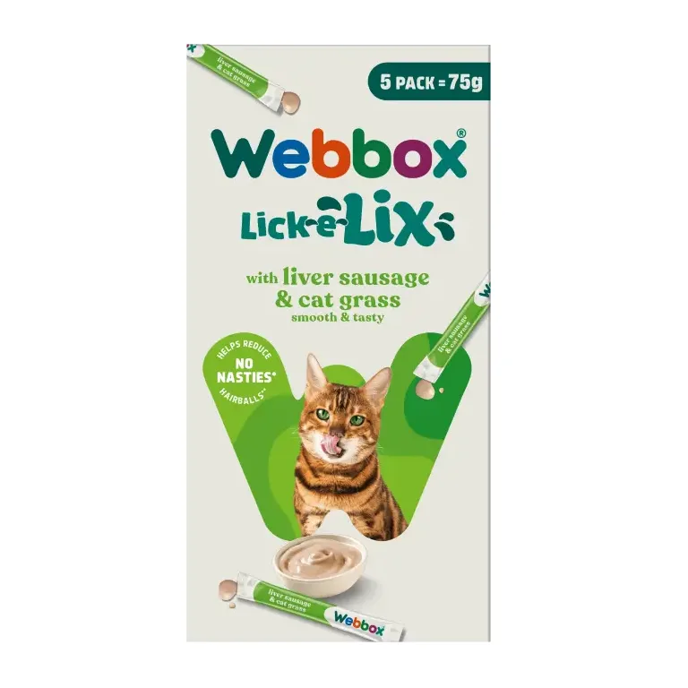 Webbox Lick-e-Lix with Liver Sausage & Cat Grass Tasty Yoghurty Treats 5x15g