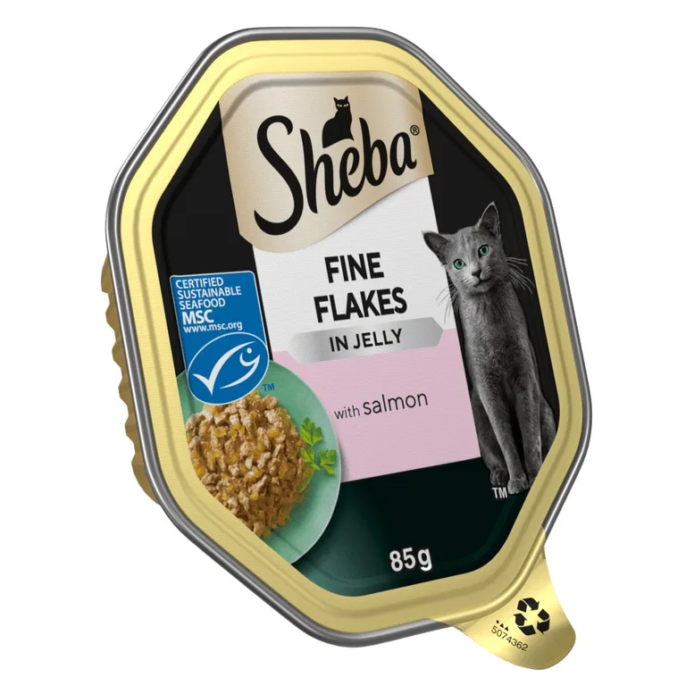 Sheba Fine Flakes Wet Cat Food Tray Salmon in Jelly 85g