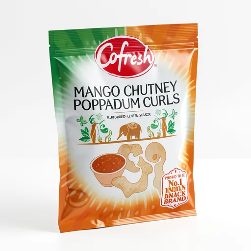 Cofresh Mango Chutney Poppadum Curls Flavoured Lentil Snack 80g