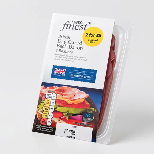 Tesco Finest Unsmoked Dry Cure Back Bacon 8 Pack 240G