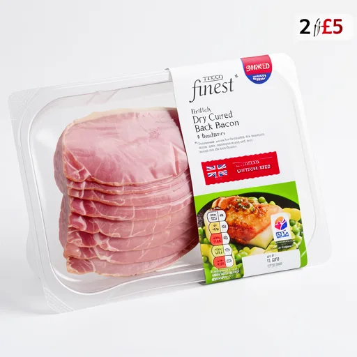 Tesco Finest Smoked Dry Cure Back Bacon 8 Pack 240G