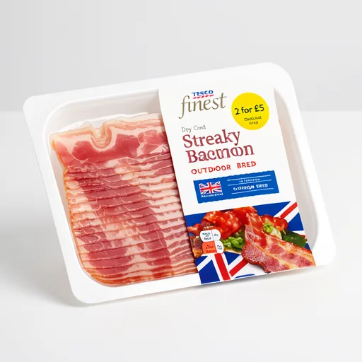 Tesco Finest Unsmoked Dry Cure Streaky Bacon 240G
