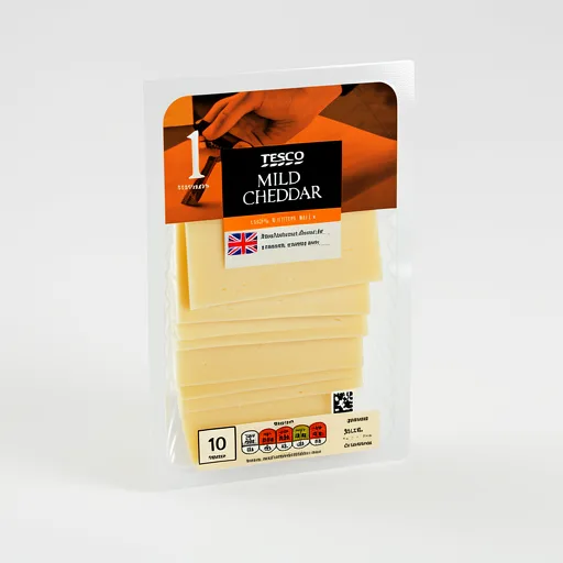 Tesco British Mild Cheddar Cheese 10 Slices, 250 G