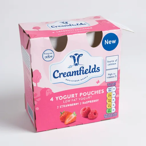 Creamfields 4 Pack Strawberry Raspberry Yogurt Pouches 320G