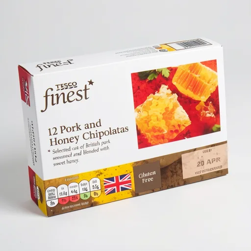Tesco Finest British 12 Pork & Honey Chipolatas 375G