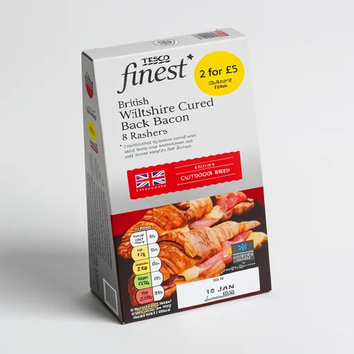 Tesco Finest Wiltshire Cured Smoked Back Bacon 8 Rashers 240g