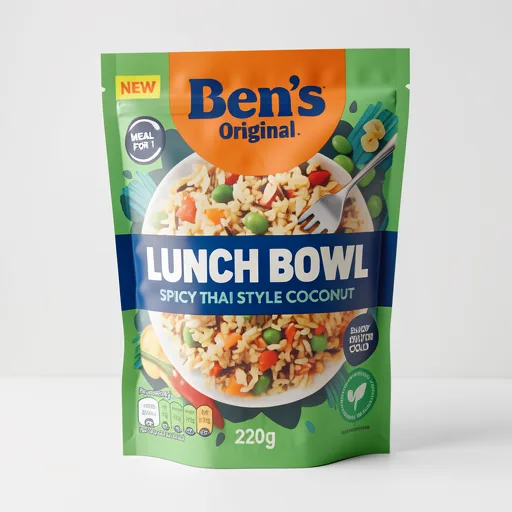 Bens Original Lunch Bowl Spicy Thai Coconut Microwave Grains and Rice Instant Meal 220g