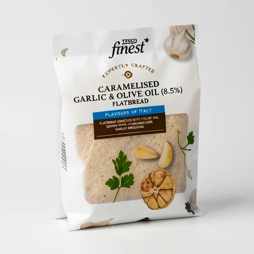 Tesco Finest Garlic & Extra Virgin Olive Oil Flatbread 200G