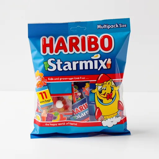 Haribo Starmix Minis Fruit & Cola Flavour Jelly & Foam Sweets 11 x 16g Fun Size Bags Multipack 176g
