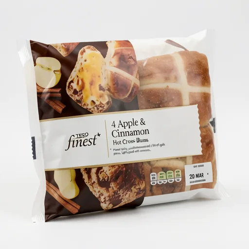 Tesco Finest Apple & Cinnamon Hot Cross Buns 4 Pack