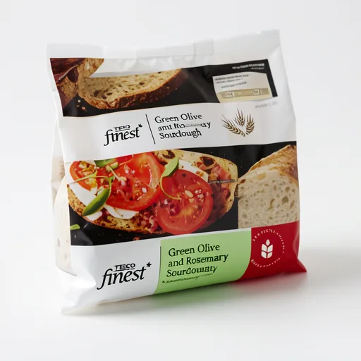 Tesco Finest Sliced Green Olive & Rosemary Sourdough Bread 400g