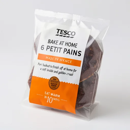 Tesco Bake at Home Part Baked Mini White Rolls 6 Pack