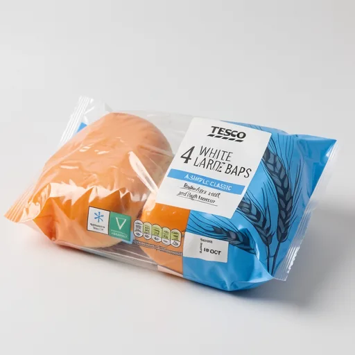 Tesco Large White Baps 4 pack