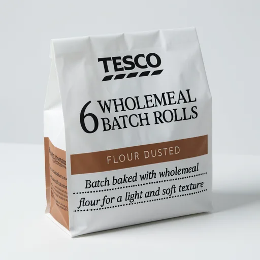 Tesco Wholemeal Batch Rolls 6 Pack