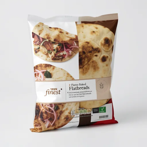Tesco Finest Flame Baked Flatbreads Plain 2 Pack