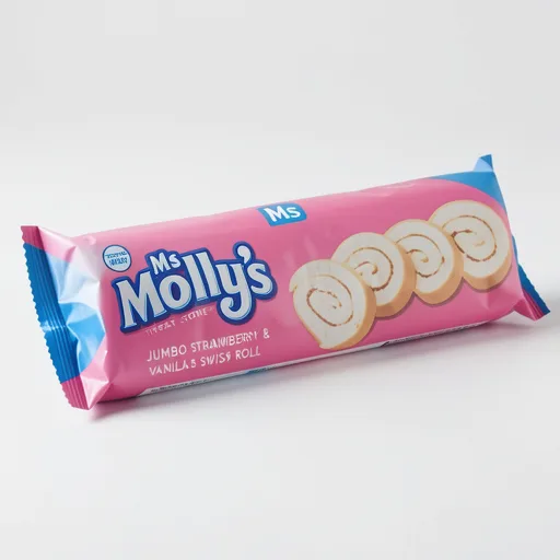 Ms Molly's Jumbo Strawberry & Vanilla Swiss Roll