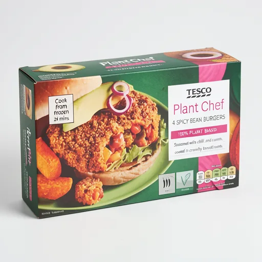 Tesco Plant Chef 4 Spicy Bean Burgers 454G