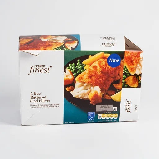 Tesco Finest 2 Beer Battered Cod Fillets 300g