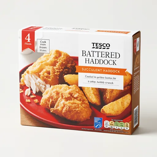 Tesco 4 Battered Haddock Fillets 500G