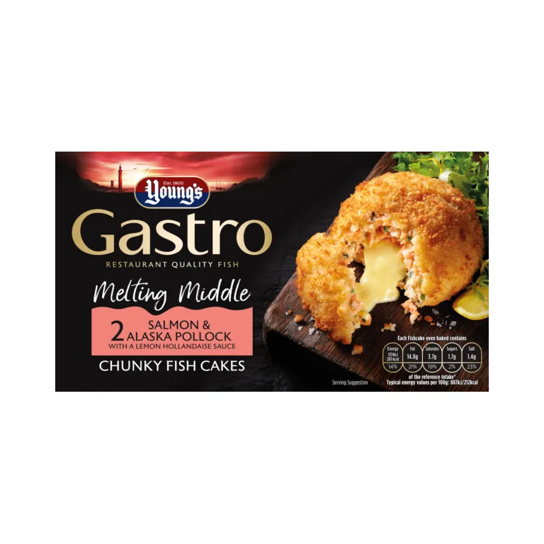 Young's Gastro Signature Breaded Smoked Alaska Pollock, Mozzarella & Cheddar 4 Fish Cakes 400g