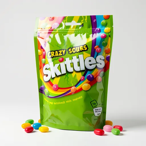 Skittles Crazy Sour Sweets Fruit Flavoured Pouch Bag 136g