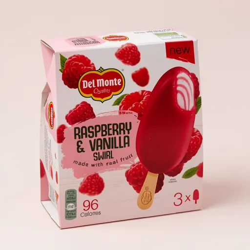 Del Monte Raspberry & Vanilla Swirl Ice Cream Sticks 3x90ml