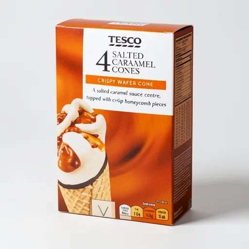 Tesco Salted Caramel Cones 4X110ml