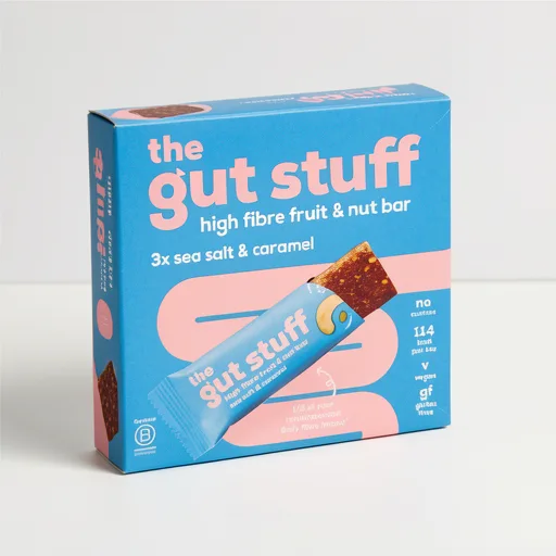 The Gut Stuff High Fibre Fruit & Nut Bar - Sea Salt & Caramel 3 x 35g