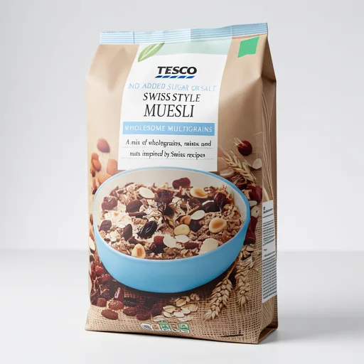 Tesco Swiss Style No Added Sugar Muesli 1Kg