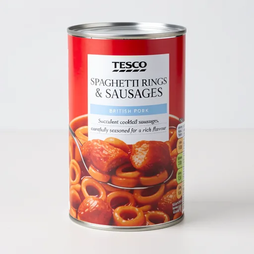 Tesco Spaghetti Rings Sausages In Tomato Sauce 410G