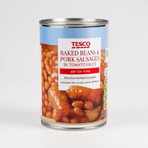 Tesco Baked Beans & Pork Sausages In Tomato Sauce 395G