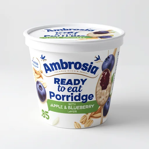 Ambrosia Ready to Eat Porridge Oat Cereal Pot Apple & Blueberry Layer 210g