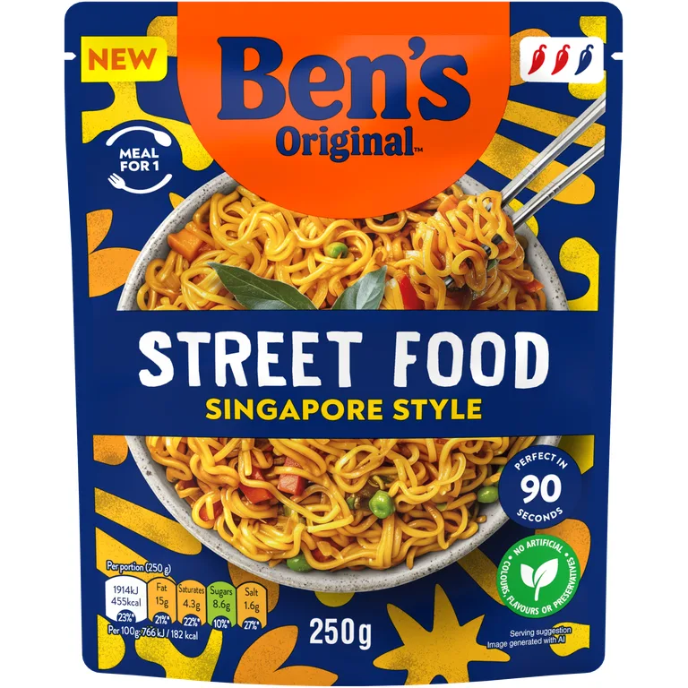 Ben's Original Street Food Singapore Noodles Ready Meal 250g