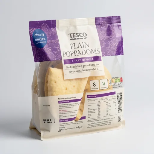 Tesco Plain Poppadoms 8 Pack 64G