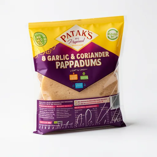 Pataks Ready To Eat Garlic & Coriander Papadums 8 Pack