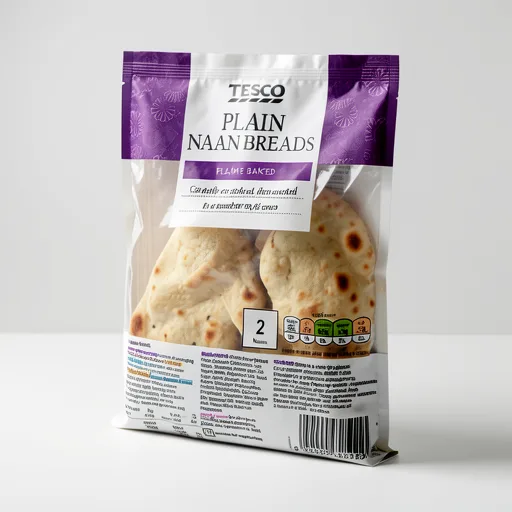 Tesco Plain Naans 2 Pack 260G