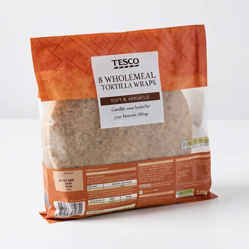 Tesco Wholemeal Tortilla Wraps 8 Pack 320g