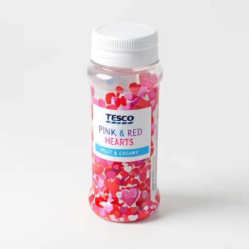 Tesco Pink & Red Heart Sprinkles 65G